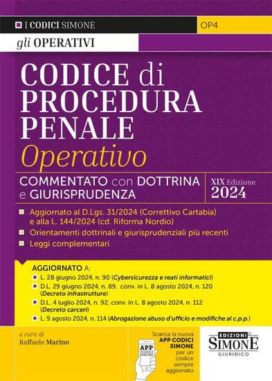 Immagine di CODICE DI PROCEDURA PENALE OPERATIVO 2024. ANNOTATO CON DOTTRINA E GIURISPRUDENZA