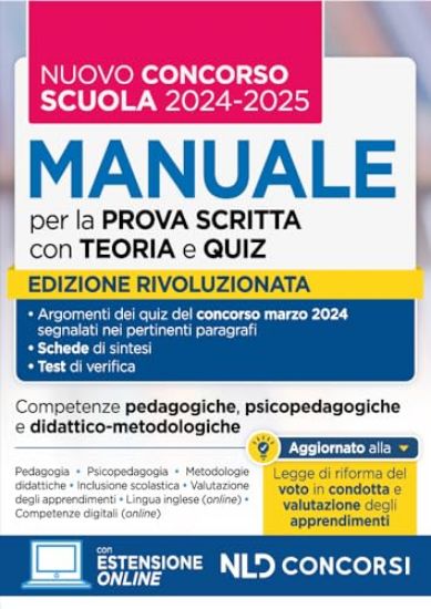 Immagine di MANUALE CON TEORIA E TEST DI VERIFICA PER IL NUOVO CONCORSO DOCENTI SCUOLA 2024/2025