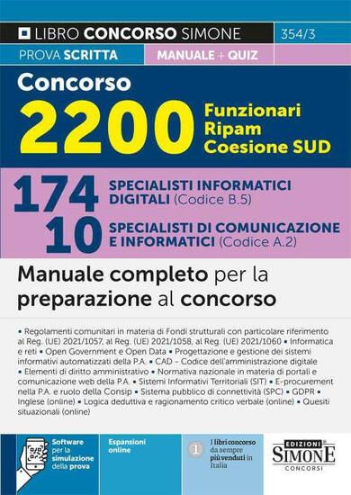 Immagine di CONCORSO 2200 FUNZIONARI SUD. 174 SPECIALISTI INFORMATICI DIGITALI (CODICE B.5). 10 (COD.A2