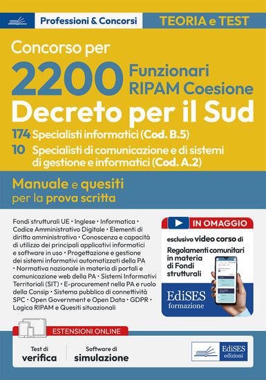 Immagine di CONCORSO 2200 COESIONE SUD. 174 SPECIALISTI INFORMATICI (CODICE B.5) E 10 SPECIALISTI DI COMUNIC...