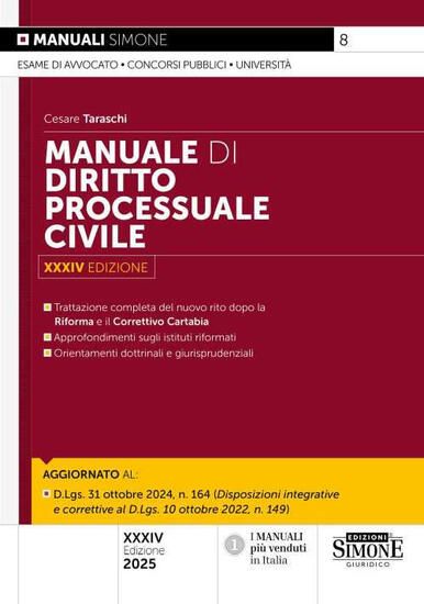 Immagine di MANUALE DI DIRITTO PROCESSUALE CIVILE