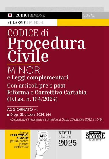 Immagine di CODICE DI PROCEDURA CIVILE. EDIZ. MINOR. E LEGGI COMPLEMENTARI. CON ARTICOLI PRE E POST RIFORMA