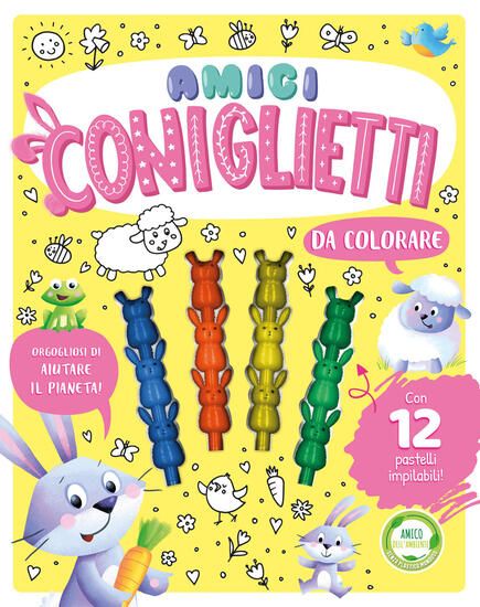 Immagine di AMICI CONIGLIETTI DA COLORARE. EDIZ. ILLUSTRATA. CON 12 PASTELLI